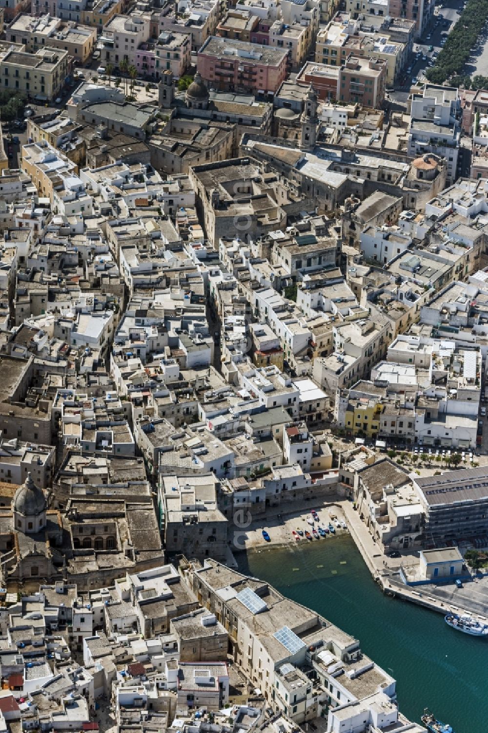 Monopoli from the bird's eye view: Old Town area and city center in Monopoli in Italy