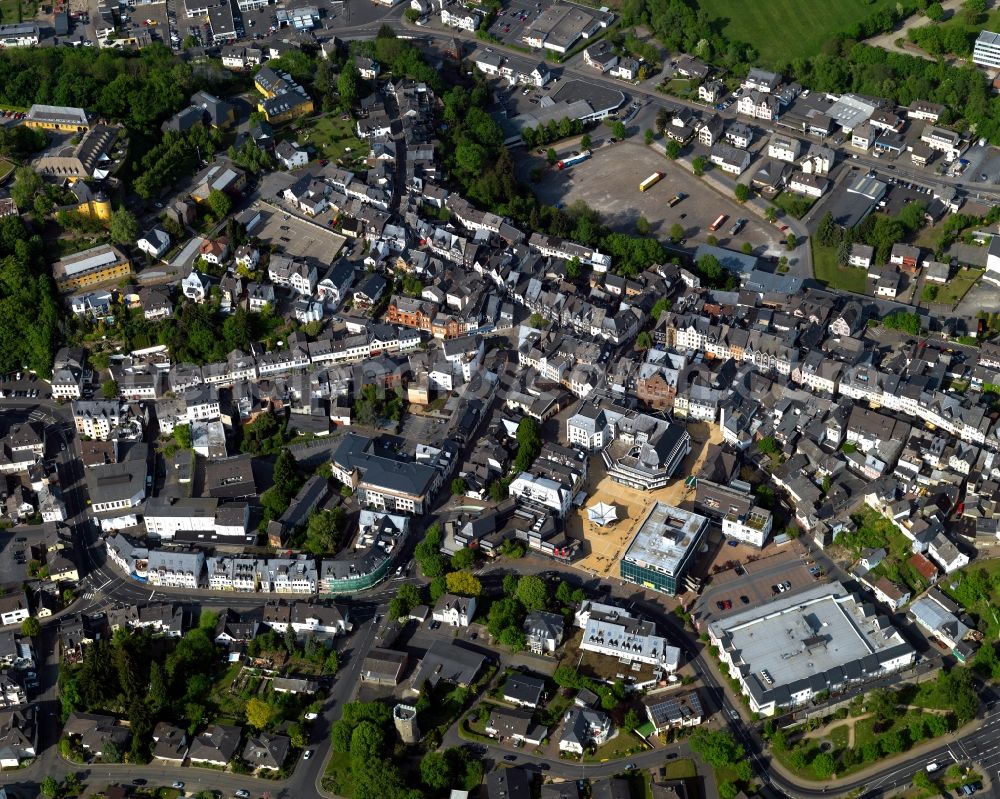 Aerial photograph Montabaur - Old Town area and city center in Montabaur in the state Rhineland-Palatinate