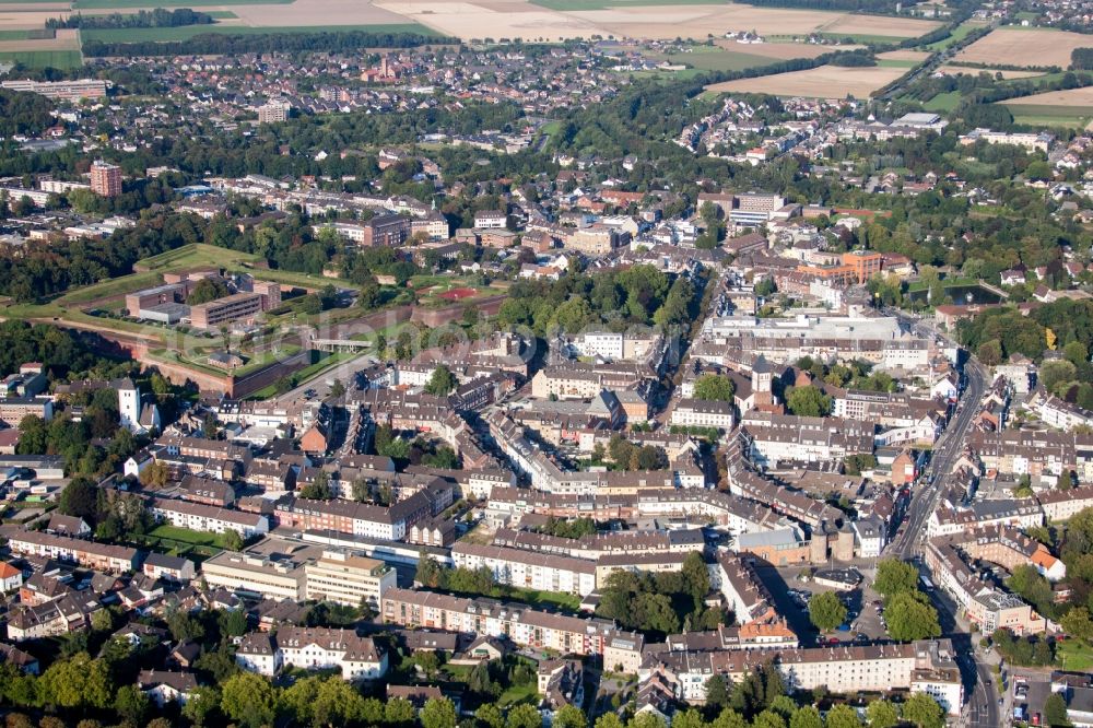 Jülich from above - Old Town area and city center with Museum Zitadelle in Juelich in the state North Rhine-Westphalia, Germany