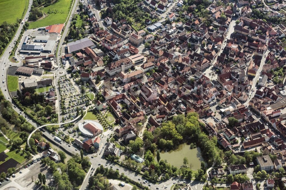 Neustadt an der Aisch from the bird's eye view: Old Town area and city center in Neustadt an der Aisch in the state Bavaria, Germany