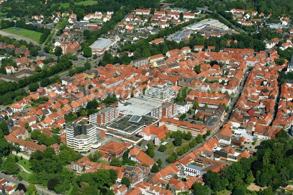 Northeim from the bird's eye view: Old Town area and city center in Northeim in the state Lower Saxony, Germany