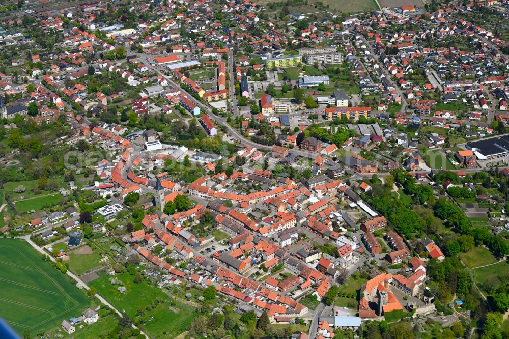 Aerial photograph Oebisfelde - Old Town area and city center in Oebisfelde in the state Saxony-Anhalt, Germany