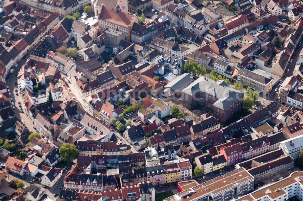 Karlsruhe from above - Old Town area and city center in the district Durlach in Karlsruhe in the state Baden-Wuerttemberg