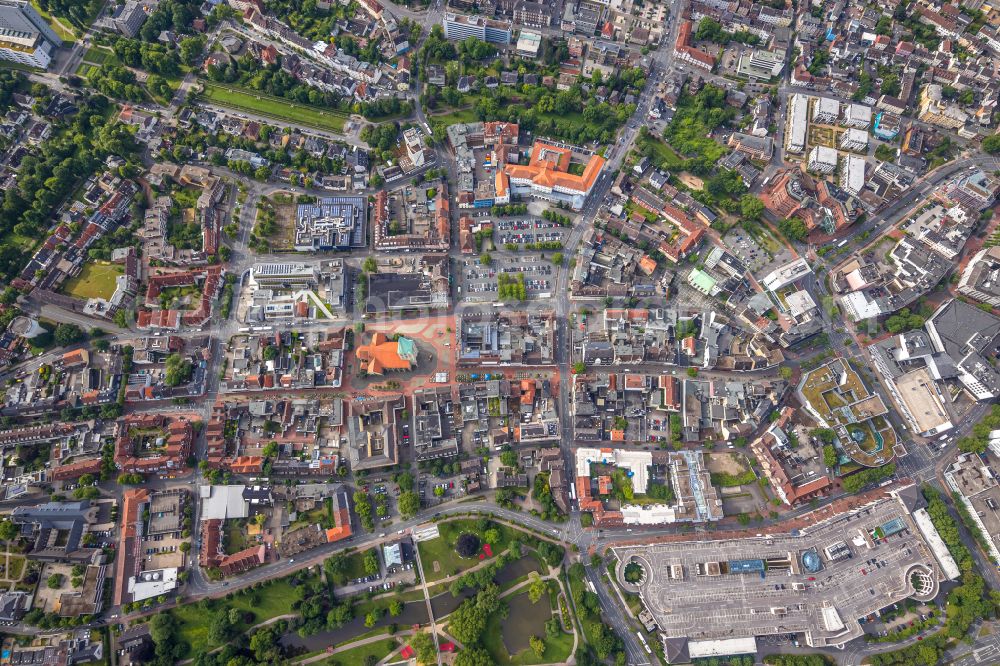 Aerial photograph Hamm - Old Town area and city center in the district of Heessen in Hamm at Ruhrgebiet in the state North Rhine-Westphalia, Germany