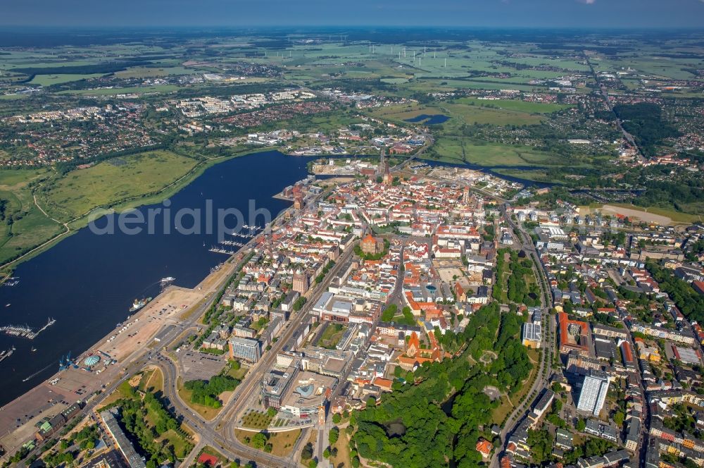 Rostock from above - Old Town area and city center in the district Mitte in Rostock in the state Mecklenburg - Western Pomerania