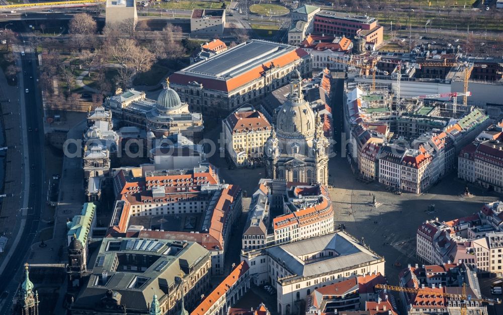 Dresden from the bird's eye view: Old Town area and city center in the district Zentrum in Dresden in the state Saxony, Germany