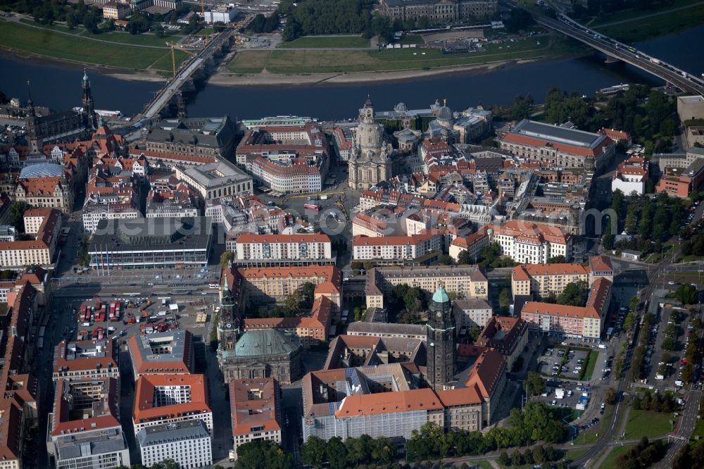 Aerial photograph Dresden - Old Town area and city center in the district Zentrum in Dresden in the state Saxony, Germany