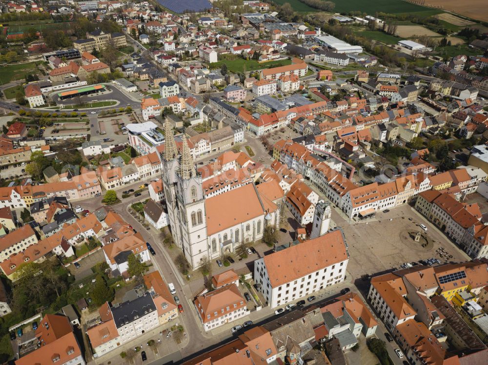 Aerial image Oschatz - Old Town area and city center in Oschatz in the state Saxony, Germany