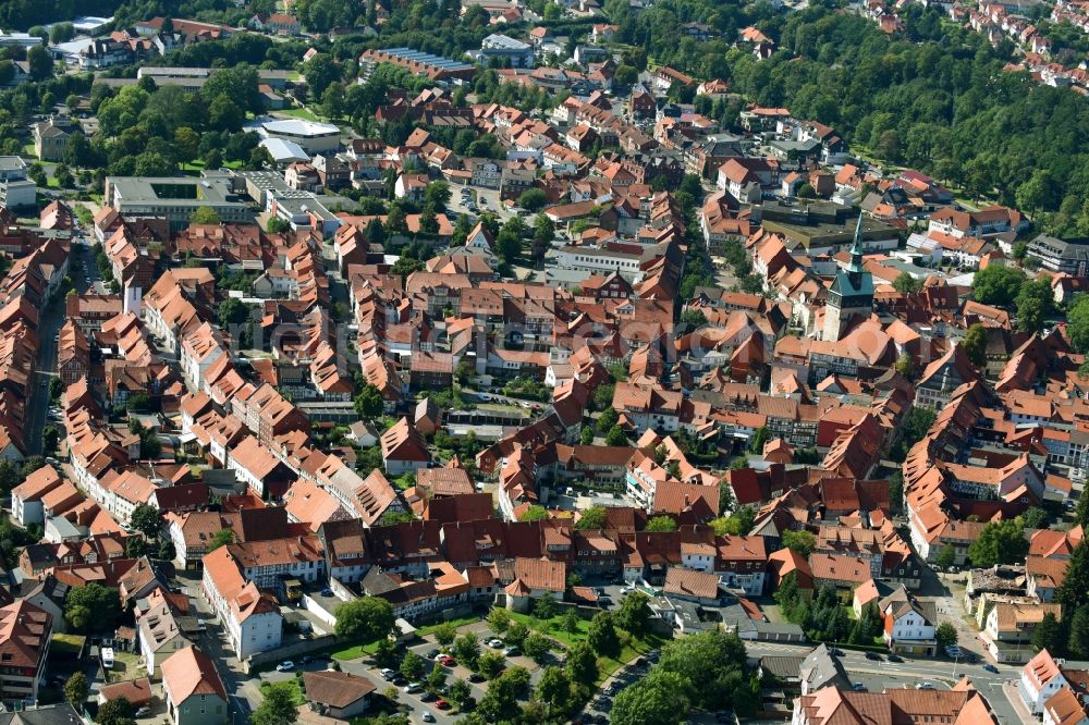 Aerial photograph Osterode am Harz - Old Town area and city center in Osterode am Harz in the state Lower Saxony, Germany