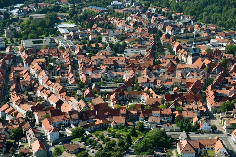 Osterode am Harz from above - Old Town area and city center in Osterode am Harz in the state Lower Saxony, Germany