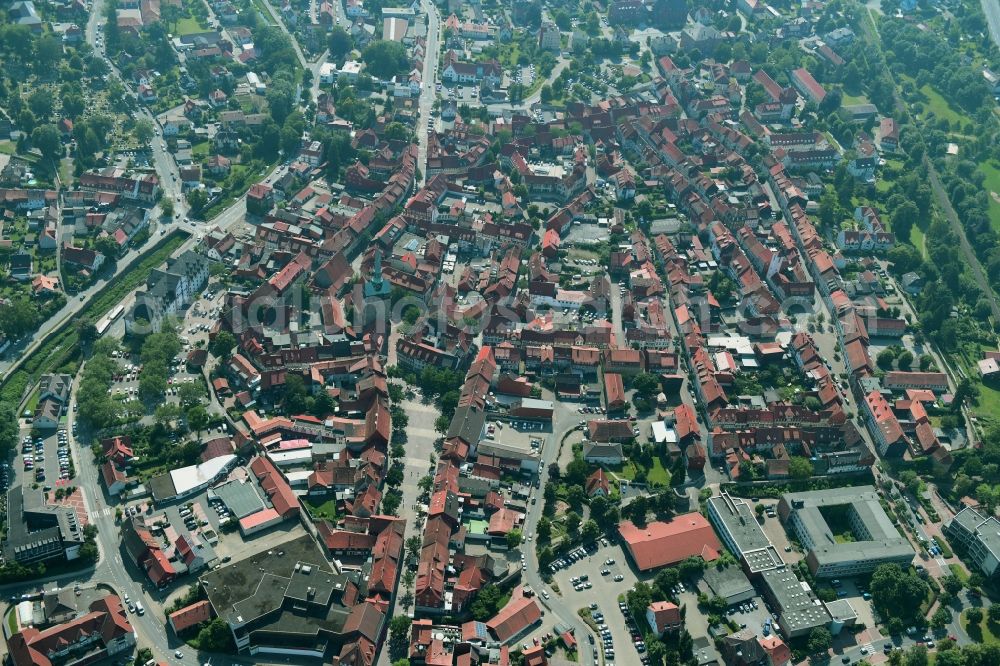 Osterode am Harz from above - Old Town area and city center in Osterode am Harz in the state Lower Saxony, Germany