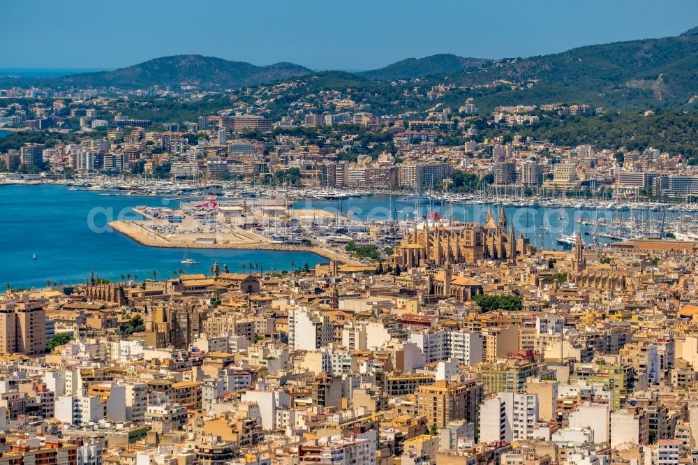 Palma from above - Old Town area and city center in Palma in Balearic island of Mallorca, Spain