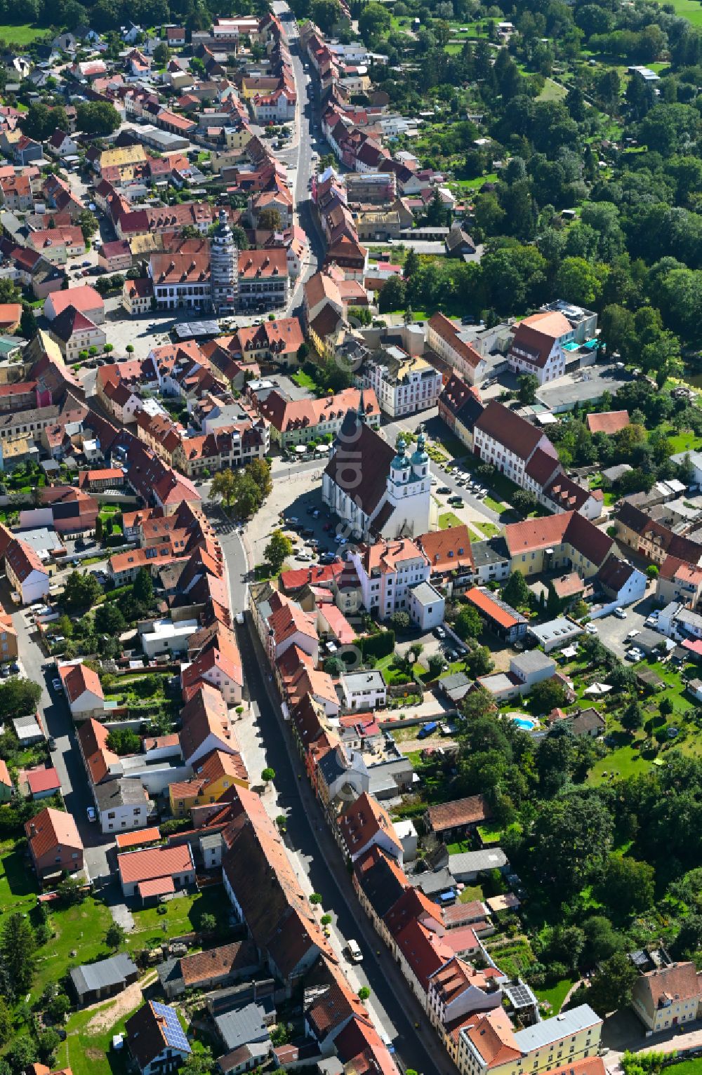 Aerial photograph Pegau - Old Town area and city center in Pegau in the state Saxony, Germany