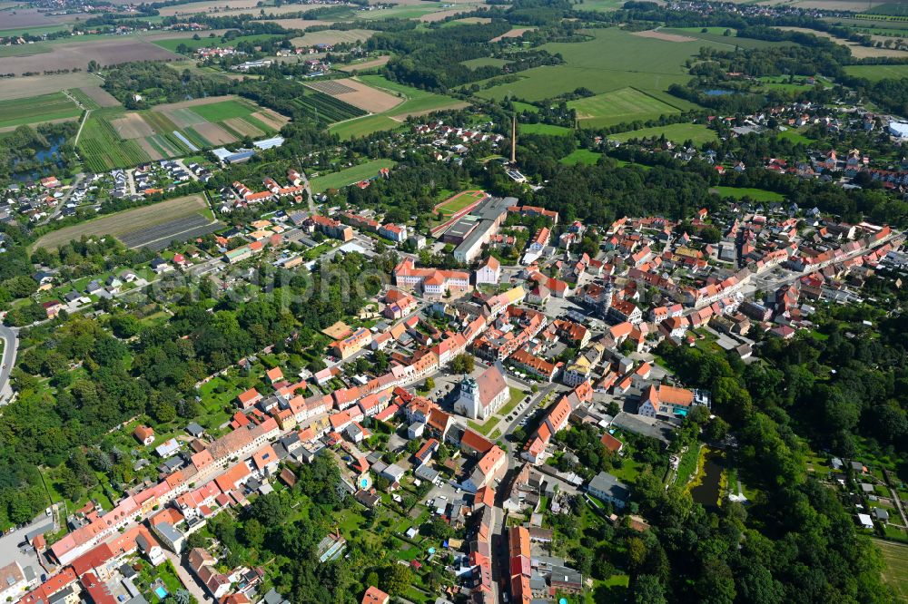 Aerial image Pegau - Old Town area and city center in Pegau in the state Saxony, Germany