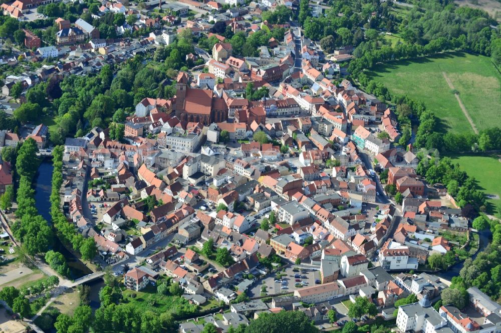 Aerial photograph Perleberg - Old Town area and city center in Perleberg in the state Brandenburg