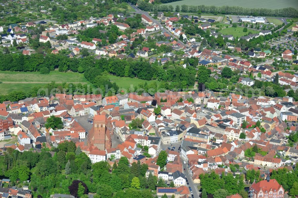 Perleberg from the bird's eye view: Old Town area and city center in Perleberg in the state Brandenburg