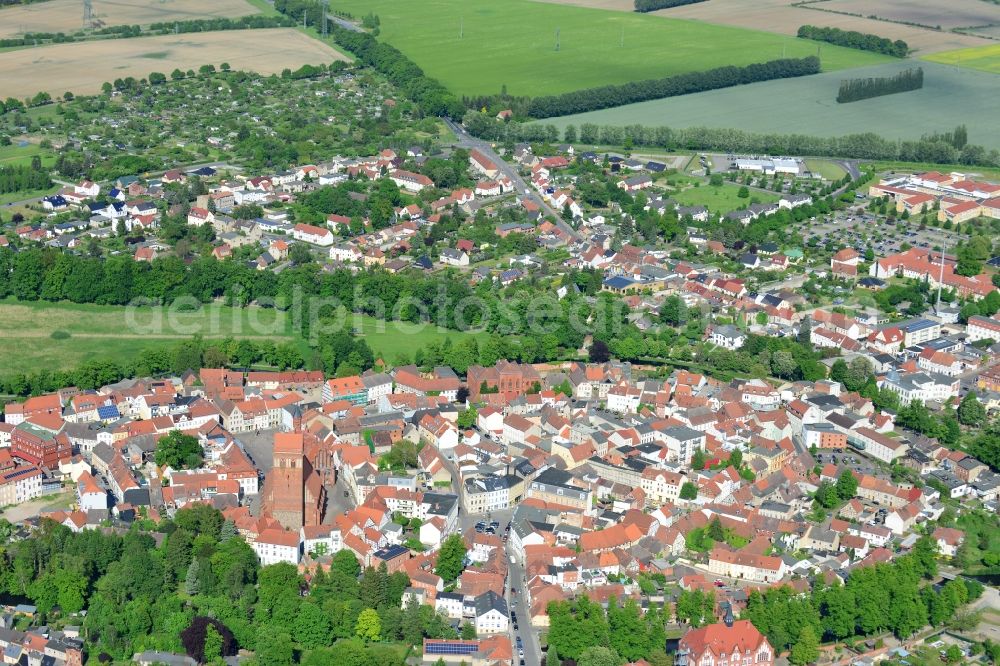 Aerial image Perleberg - Old Town area and city center in Perleberg in the state Brandenburg