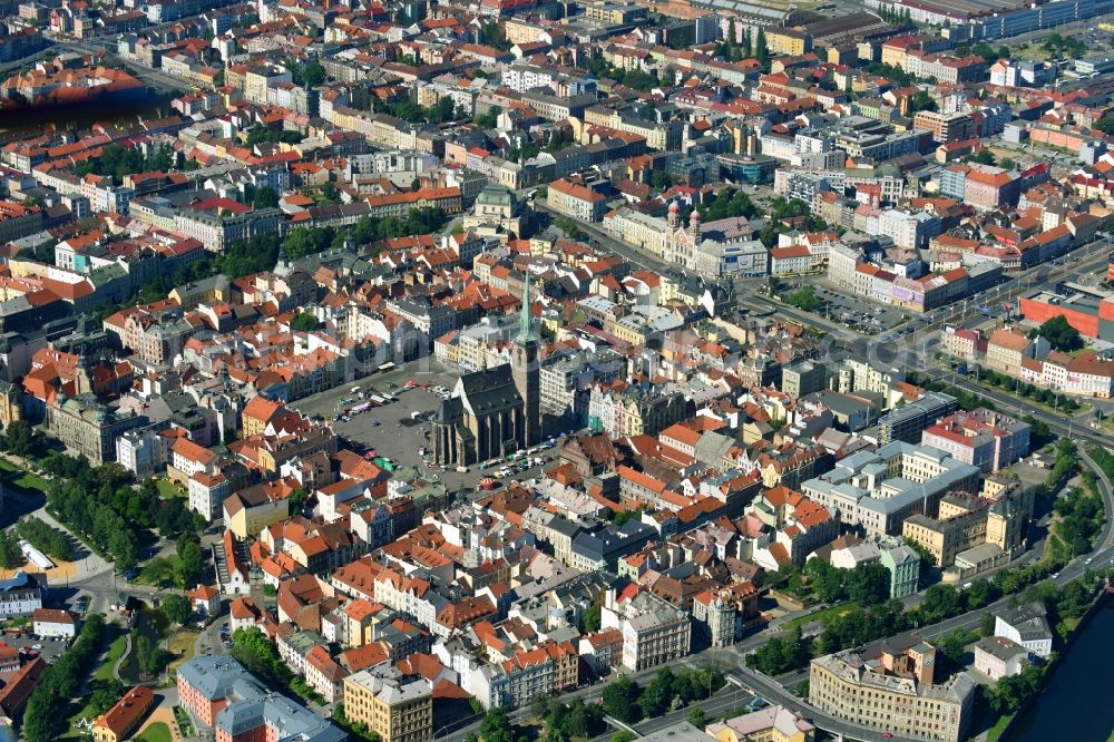 Aerial photograph Pilsen - Old Town area and city center in Pilsen in Boehmen, Czech Republic