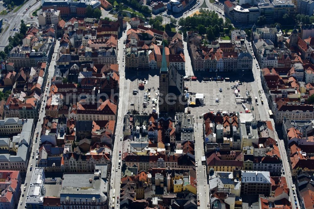 Aerial photograph Pilsen - Old Town area and city center in Pilsen in Boehmen, Czech Republic