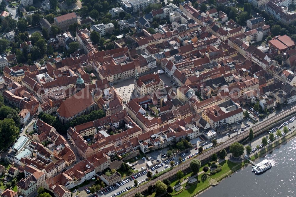 Aerial photograph Pirna - Old Town area and city center in Pirna in the state Saxony, Germany