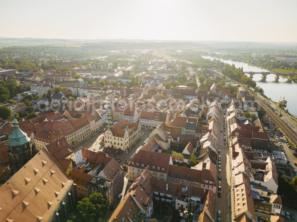 Aerial photograph Pirna - Old Town area and city center in Pirna in the state Saxony, Germany