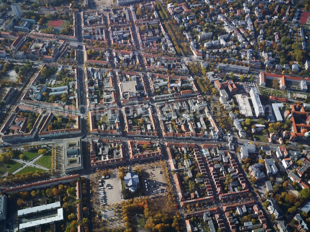 Aerial image Potsdam - Old Town area and city center in Potsdam in the state Brandenburg