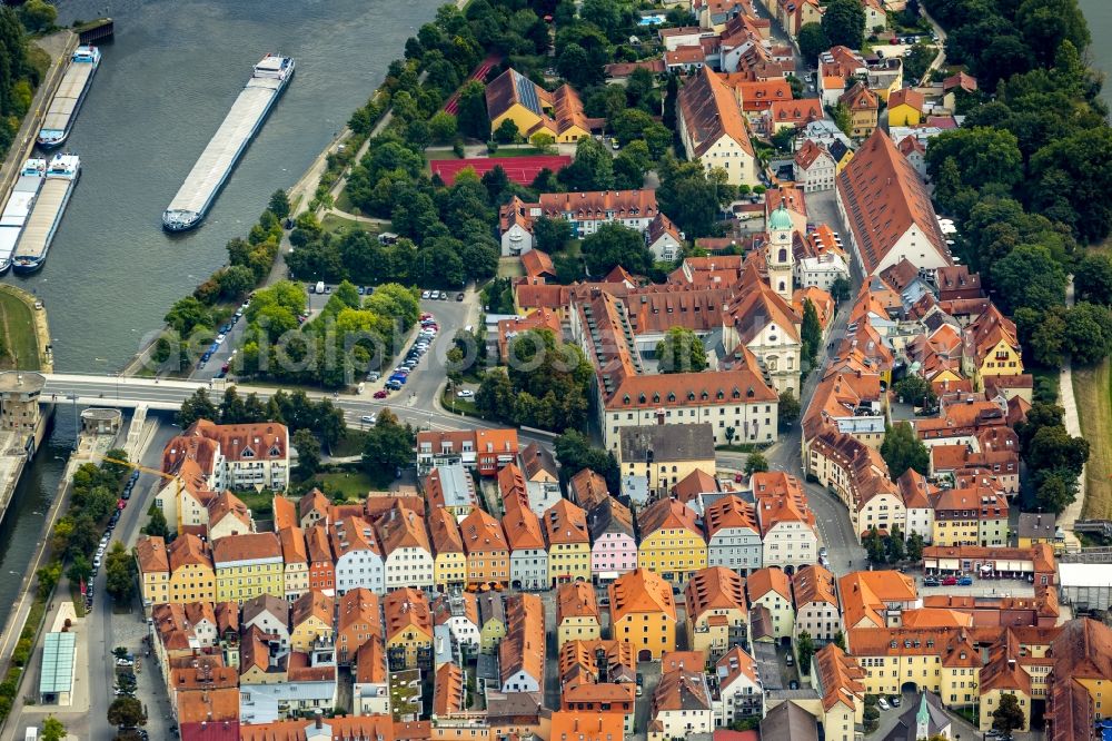 Aerial image Regensburg - Old Town area and city center in Regensburg in the state Bavaria