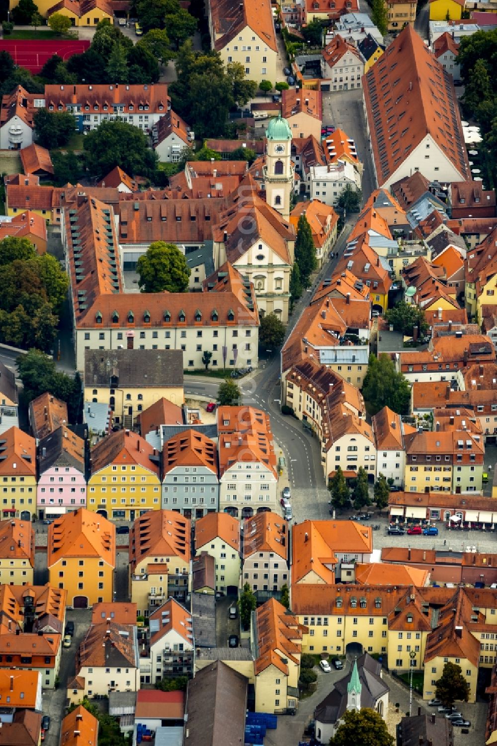 Aerial photograph Regensburg - Old Town area and city center in Regensburg in the state Bavaria