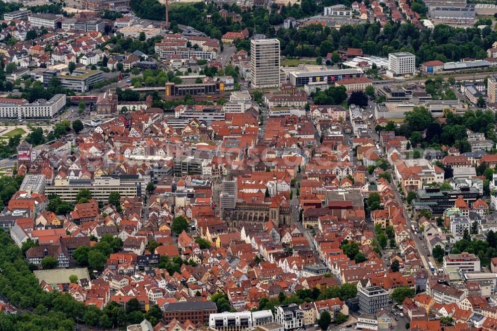 Aerial photograph Reutlingen - Old Town area and city center in Reutlingen in the state Baden-Wurttemberg, Germany