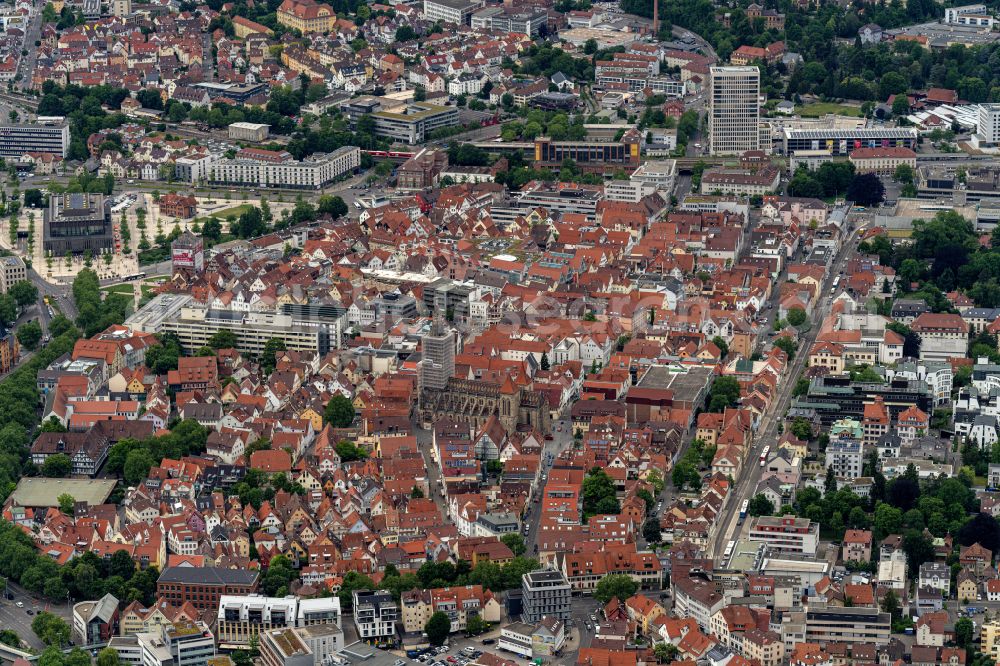 Reutlingen from above - Old Town area and city center in Reutlingen in the state Baden-Wurttemberg, Germany