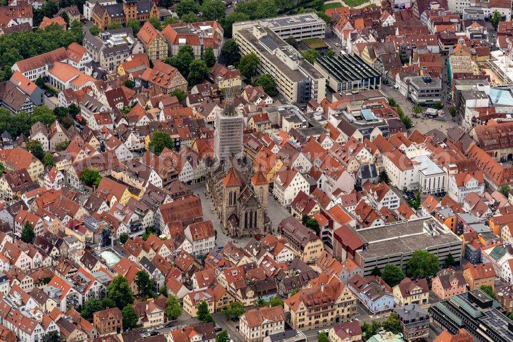 Reutlingen from above - Old Town area and city center in Reutlingen in the state Baden-Wurttemberg, Germany