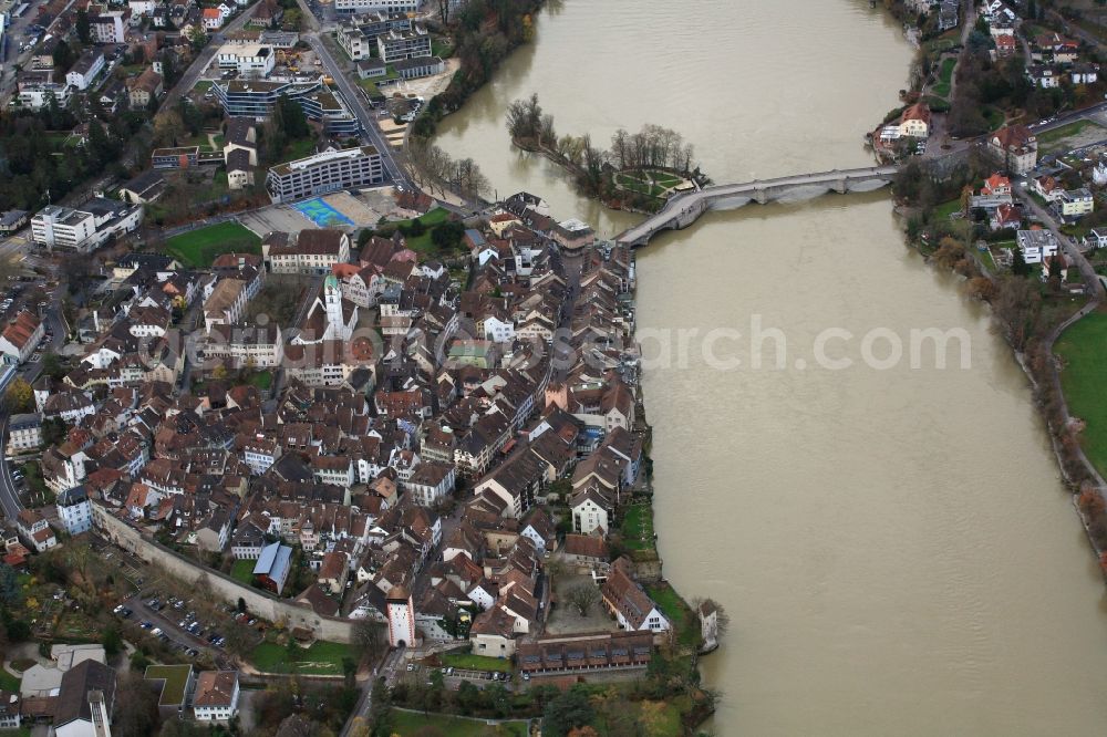 Aerial photograph Rheinfelden - Old Town area and city center at the river Rhine in Rheinfelden in Switzerland