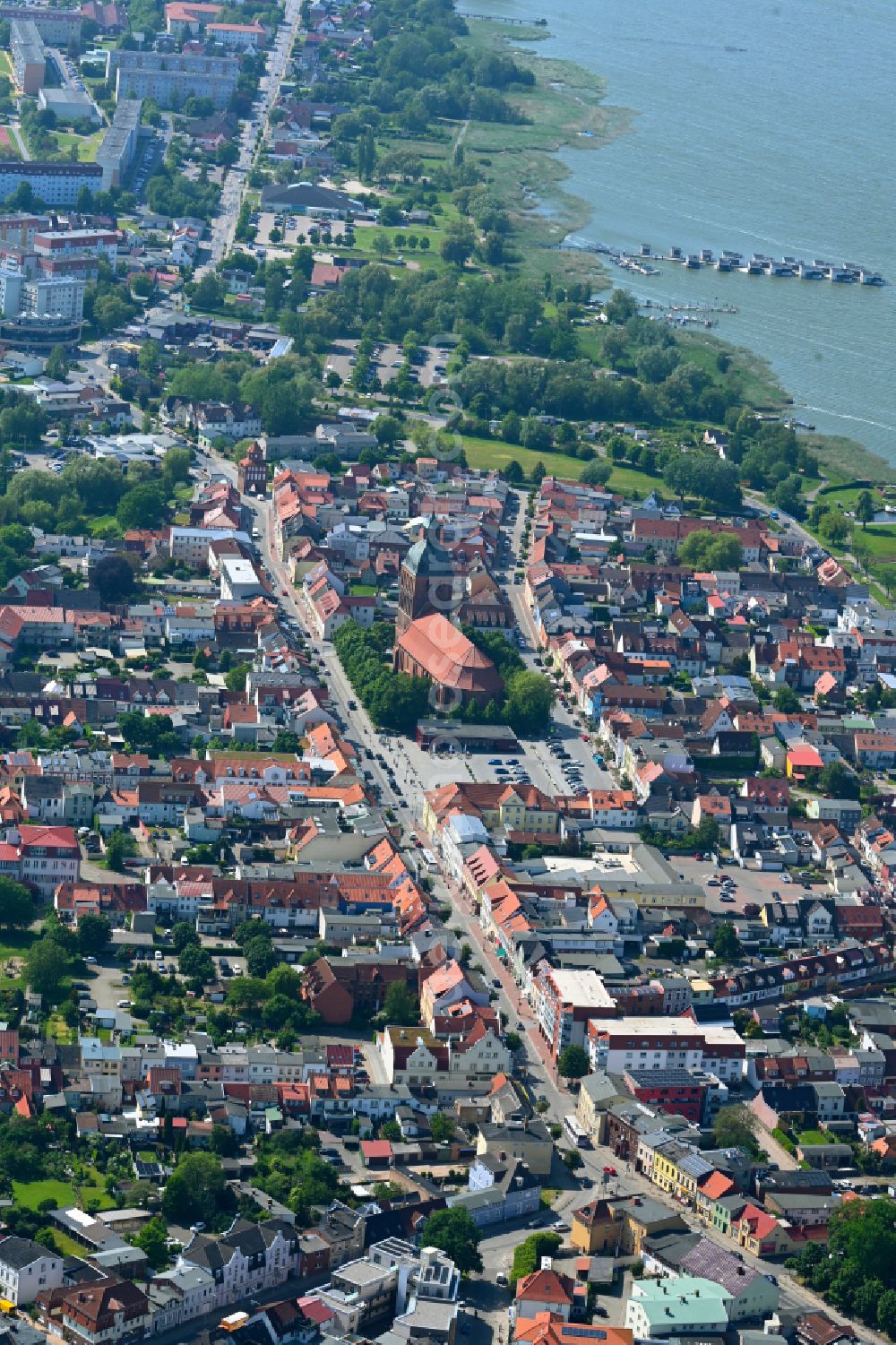 Ribnitz from the bird's eye view: Old Town area and city center in Ribnitz at the baltic sea coast in the state Mecklenburg - Western Pomerania, Germany