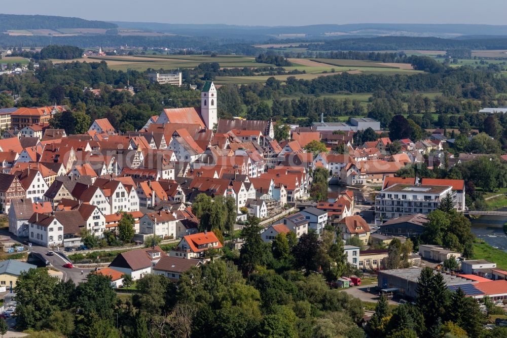 Aerial photograph Riedlingen - Old Town area and city center in Riedlingen in the state Baden-Wuerttemberg, Germany