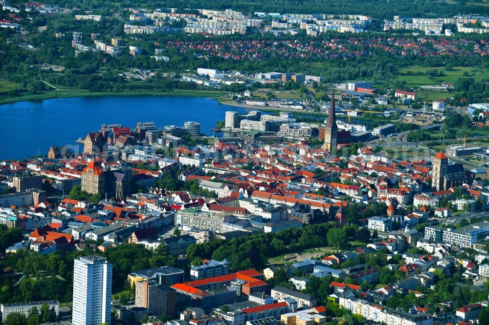 Rostock from the bird's eye view: Old Town area and city center in Rostock in the state Mecklenburg - Western Pomerania, Germany