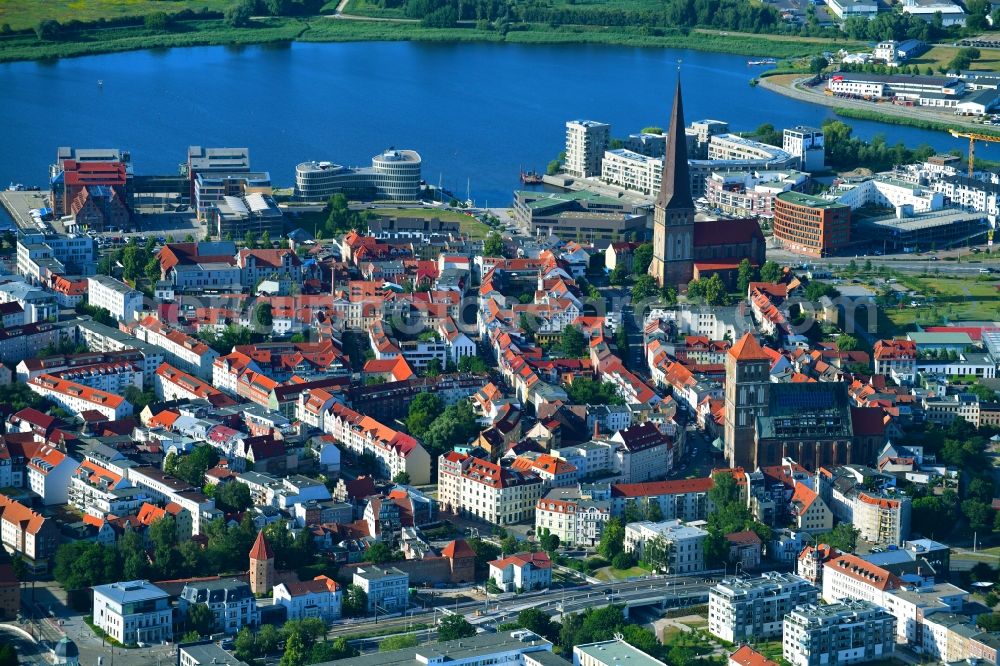 Aerial photograph Rostock - Old Town area and city center in Rostock in the state Mecklenburg - Western Pomerania, Germany