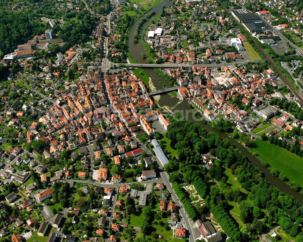 Aerial photograph Rotenburg an der Fulda - Old Town area and city center in Rotenburg an der Fulda in the state Hesse, Germany