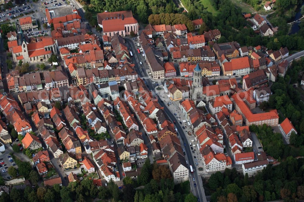 Rottweil from above - Old Town area and city center in Rottweil in the state Baden-Wuerttemberg