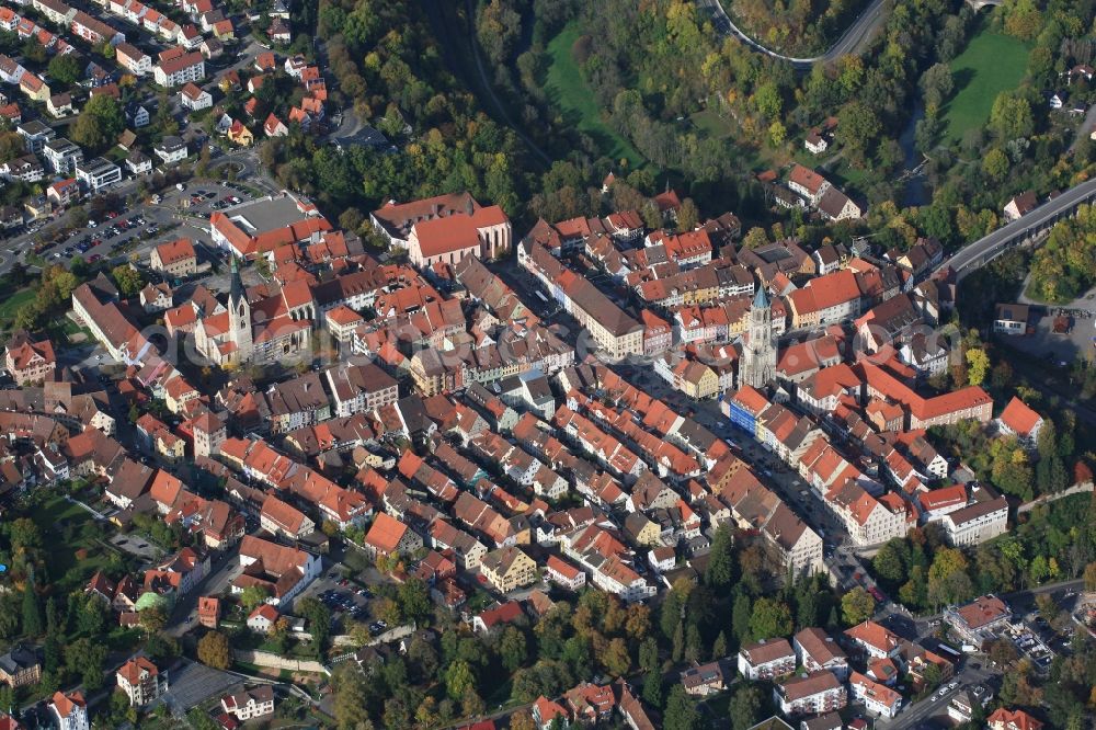 Aerial photograph Rottweil - Old Town area and city center in Rottweil in the state Baden-Wuerttemberg