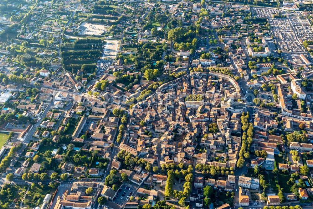 Saint-Remy-de-Provence from the bird's eye view: Old Town area and city center in Saint-Remy-de-Provence in Provence-Alpes-Cote d'Azur, France