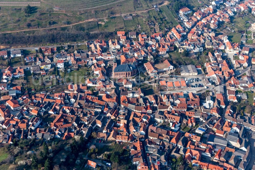 Aerial image Sankt Martin - Old Town area and city center in Sankt Martin in the state Rhineland-Palatinate, Germany