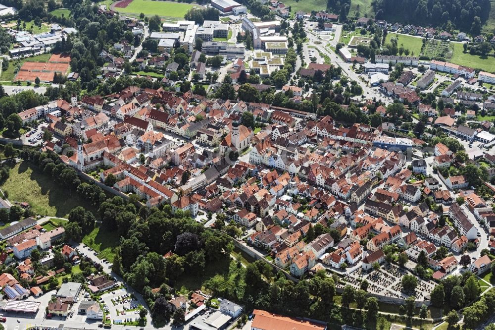 Schongau from above - Old Town area and city center in Schongau in the state Bavaria, Germany