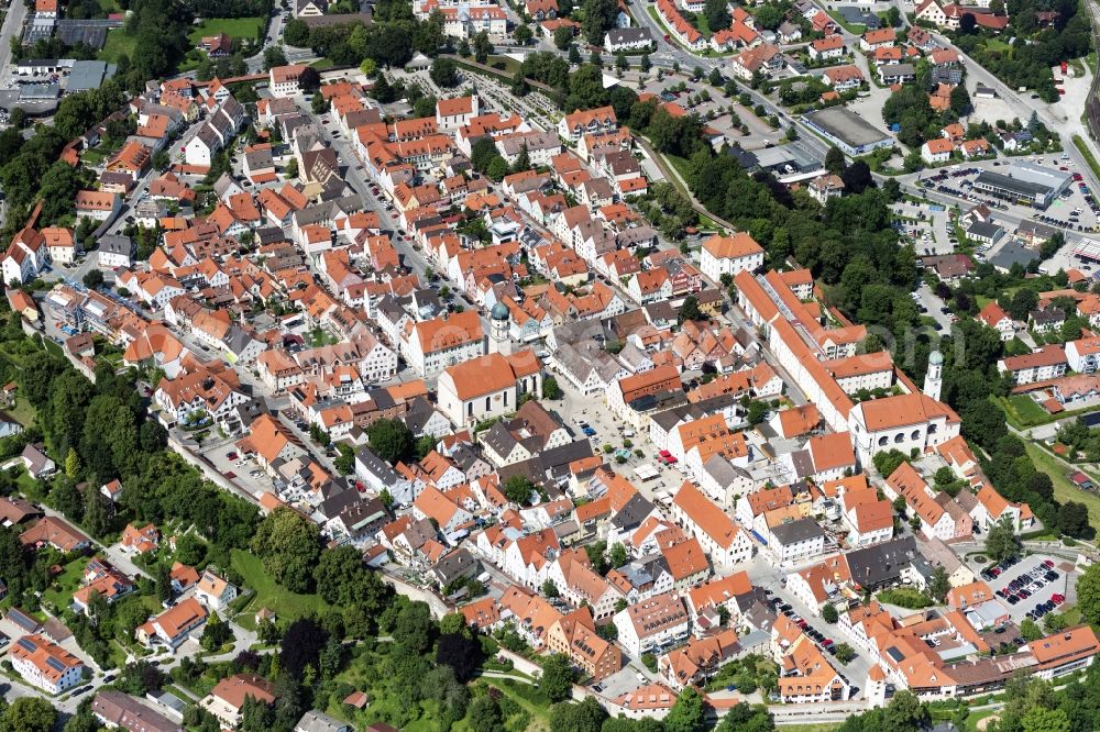 Aerial image Schongau - Old Town area and city center in Schongau in the state Bavaria, Germany