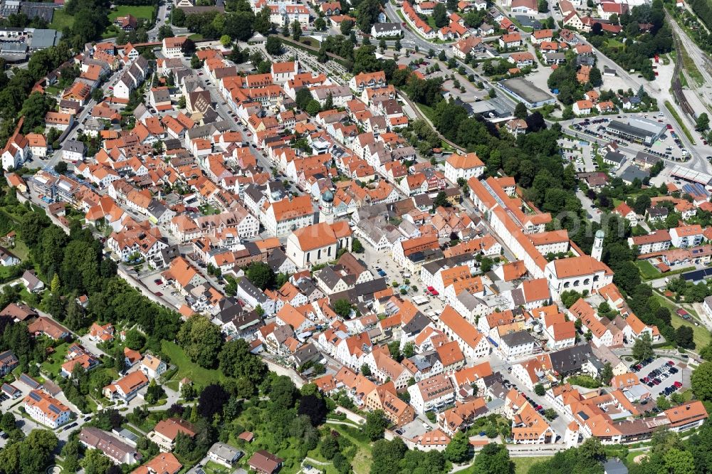 Aerial photograph Schongau - Old Town area and city center in Schongau in the state Bavaria, Germany