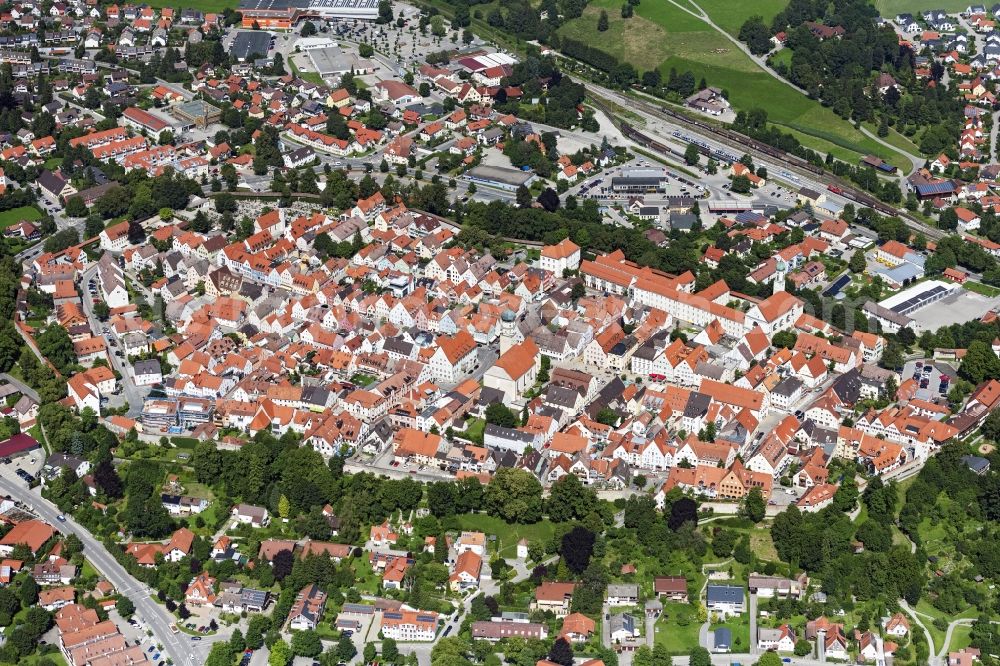 Schongau from above - Old Town area and city center in Schongau in the state Bavaria, Germany