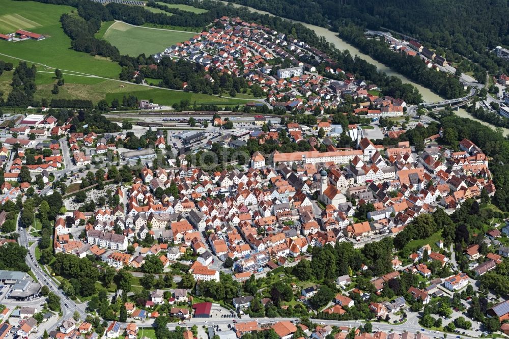 Aerial image Schongau - Old Town area and city center in Schongau in the state Bavaria, Germany