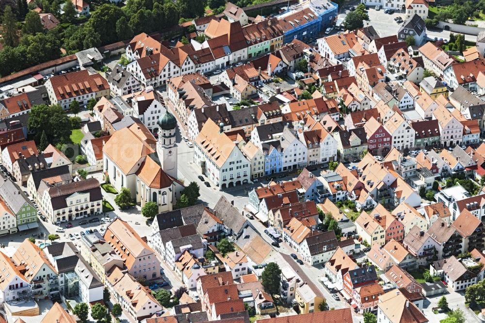 Schongau from above - Old Town area and city center in Schongau in the state Bavaria, Germany