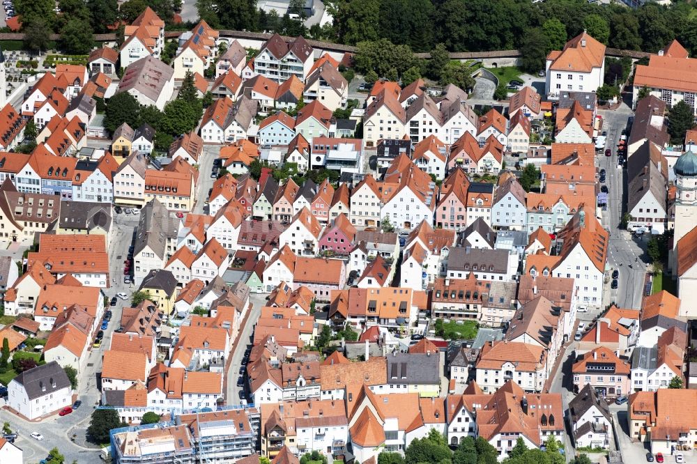 Schongau from the bird's eye view: Old Town area and city center in Schongau in the state Bavaria, Germany