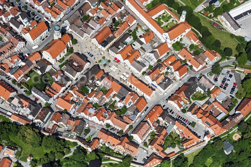 Aerial image Schongau - Old Town area and city center in Schongau in the state Bavaria, Germany