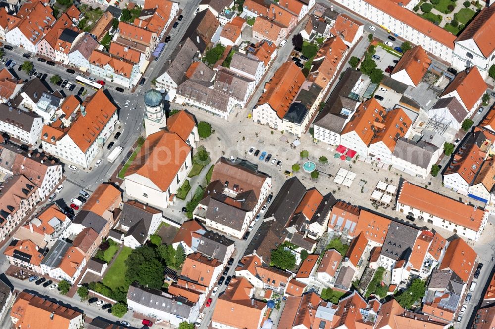 Aerial photograph Schongau - Old Town area and city center in Schongau in the state Bavaria, Germany